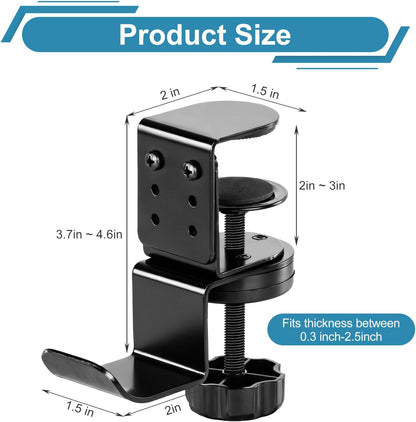 MYITYARD Desk Cup Holder Clamp, Anti-Spill Clip On Table Cup Holder, Rotatable Water Bottle Stand Drink Coffee Mug Storage, Office Accessories for Home and School (Black)