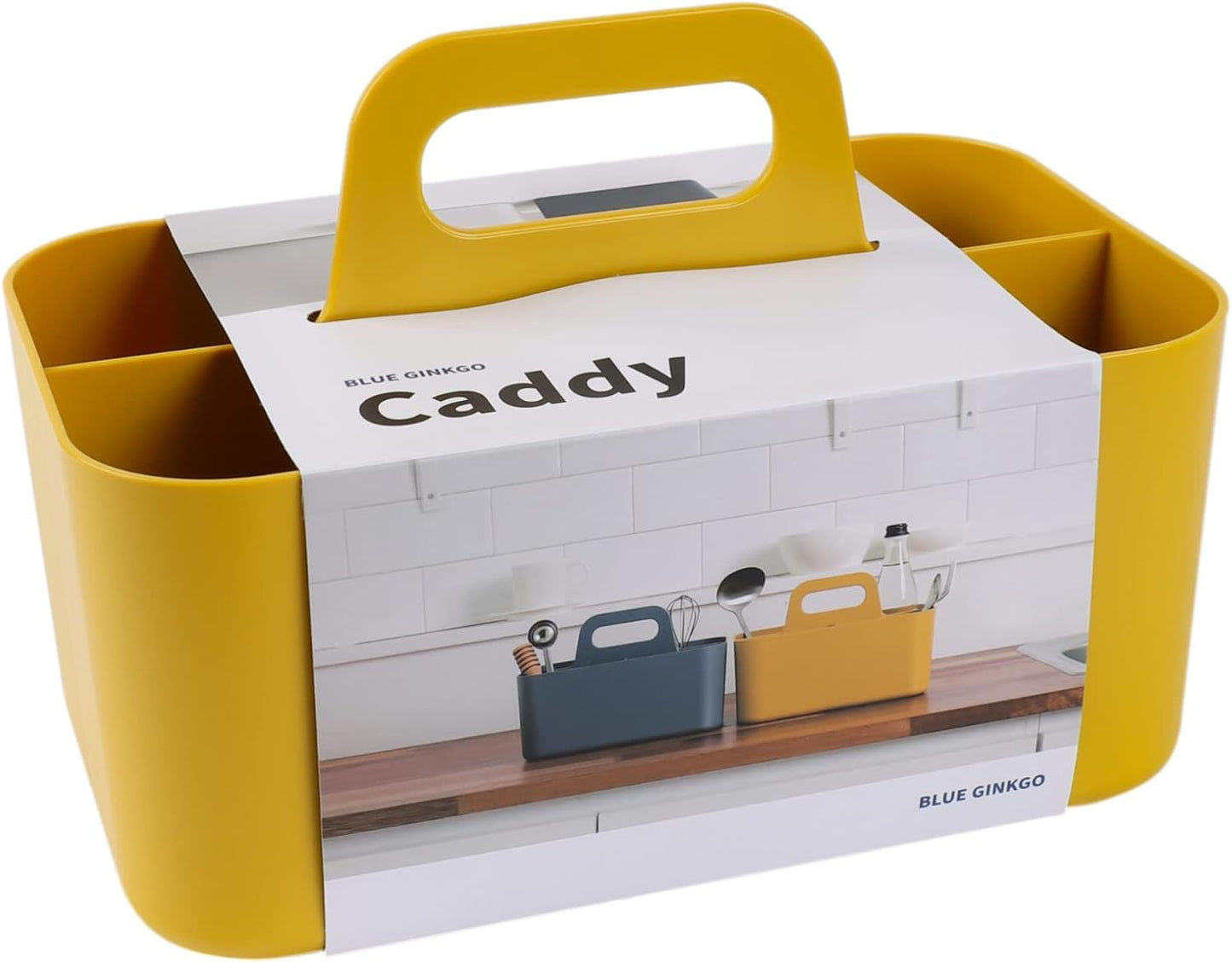 BLUE GINKGO Stackable Organizer Caddy – Korean-Made Portable Tote for Bathroom, Office, Crafts, or School Supplies (Rectangle, White)
