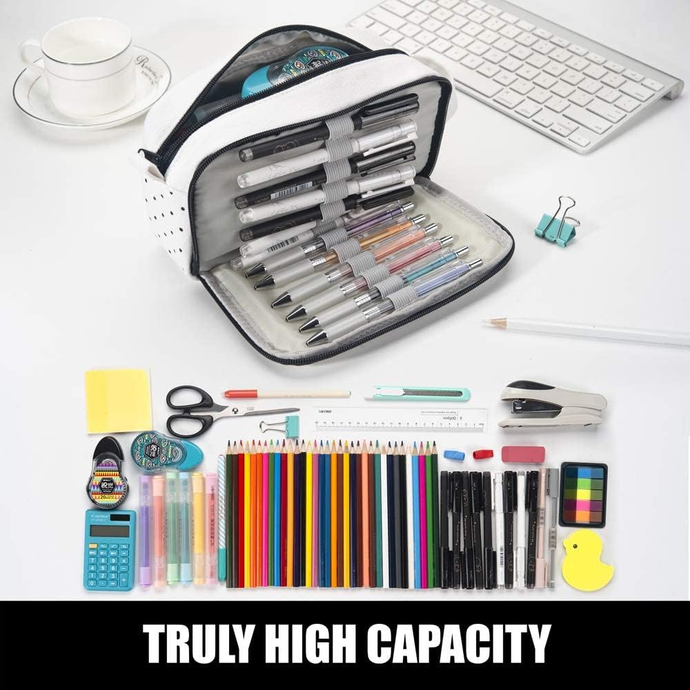 Sooez Original High Capacity Pencil Case, Big Pencil Bag Pouch Box Organizer Pen Case, Aesthetic Supply for Girls Adults, Portable Journaling Supplies with Easy Grip Handle & Loop, Mint Green