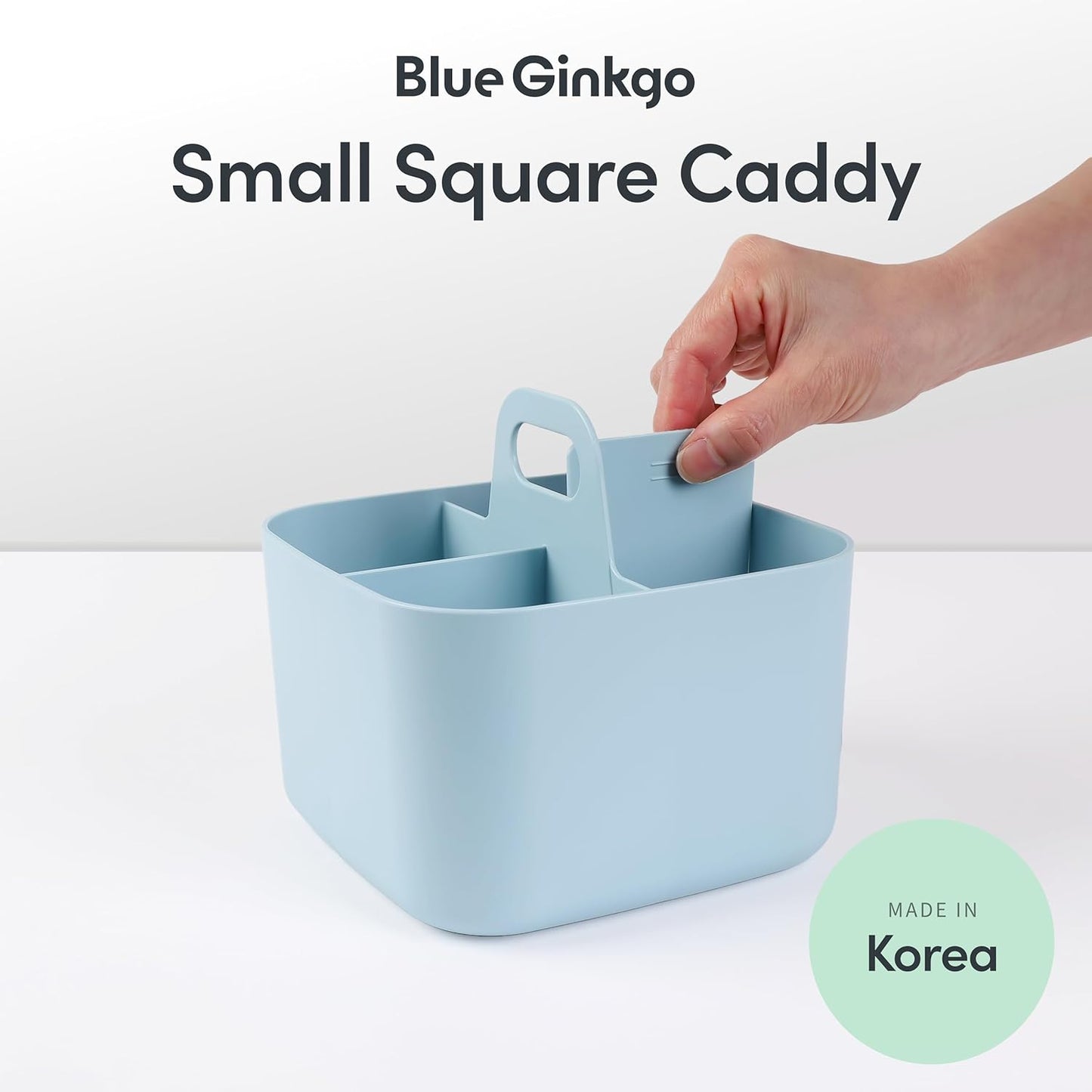 BLUE GINKGO Stackable Organizer Caddy – Korean-Made Portable Tote for Bathroom, Office, Crafts, or School Supplies (Rectangle, White)