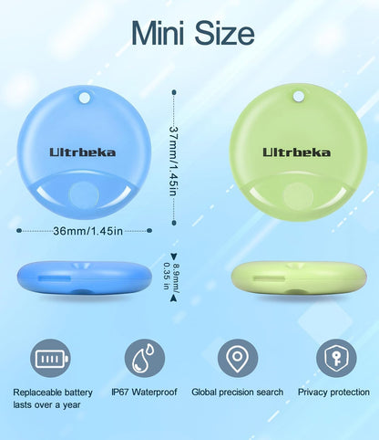Ultrbeka Air Tracker Tag 4 Pack Bluetooth Item Finder for iPhone – MFi Certified Smart Tracker Compatible with Apple Find My, IP67 Waterproof Key Finder for Keys, Wallet, Luggage, Bike, Backpack