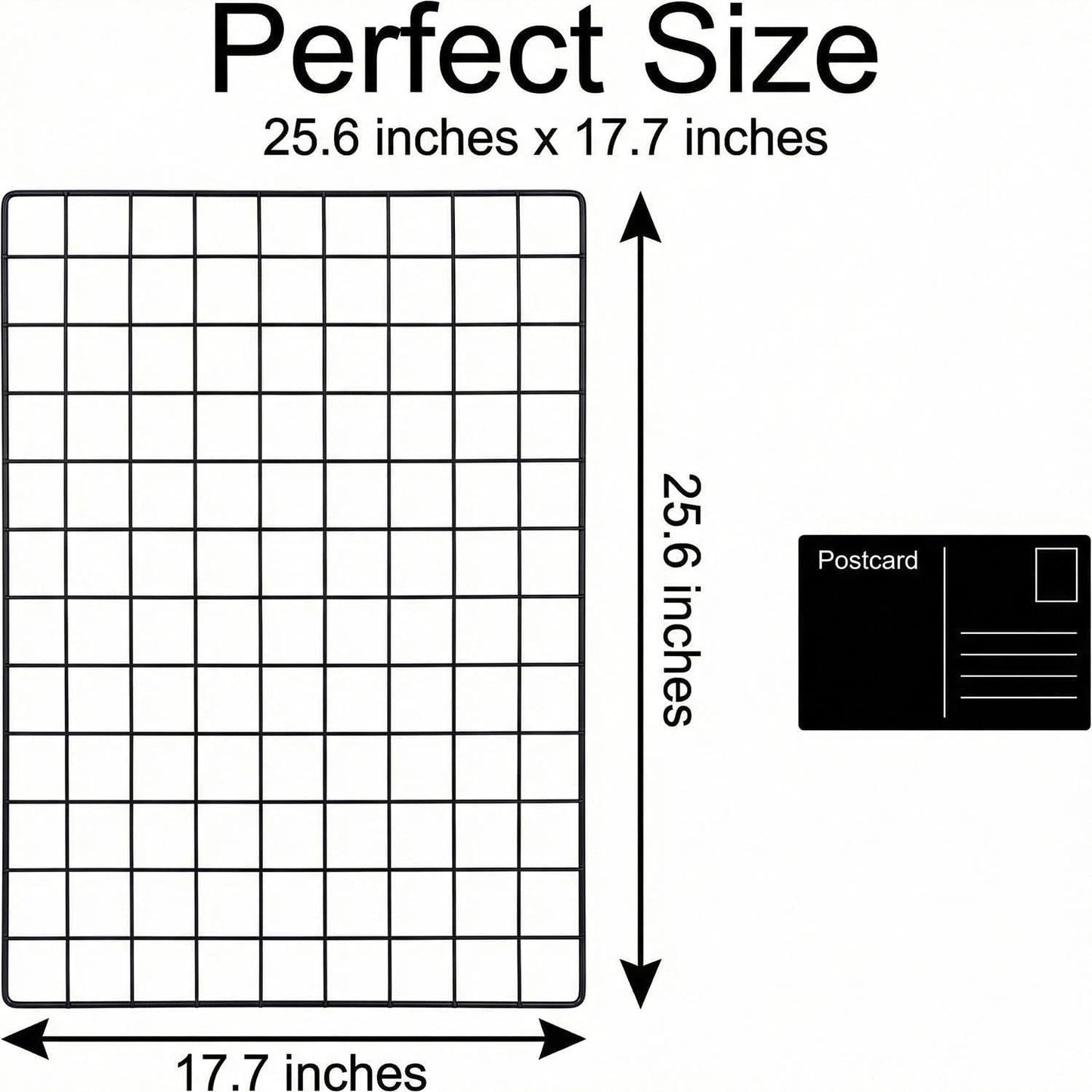 Kaforise Wire Wall Grid Panel, Multifunction Painted Photo Hanging Display and Wall Storage Organizer, Pack of 2, Size 25.6x17.7inch, Black