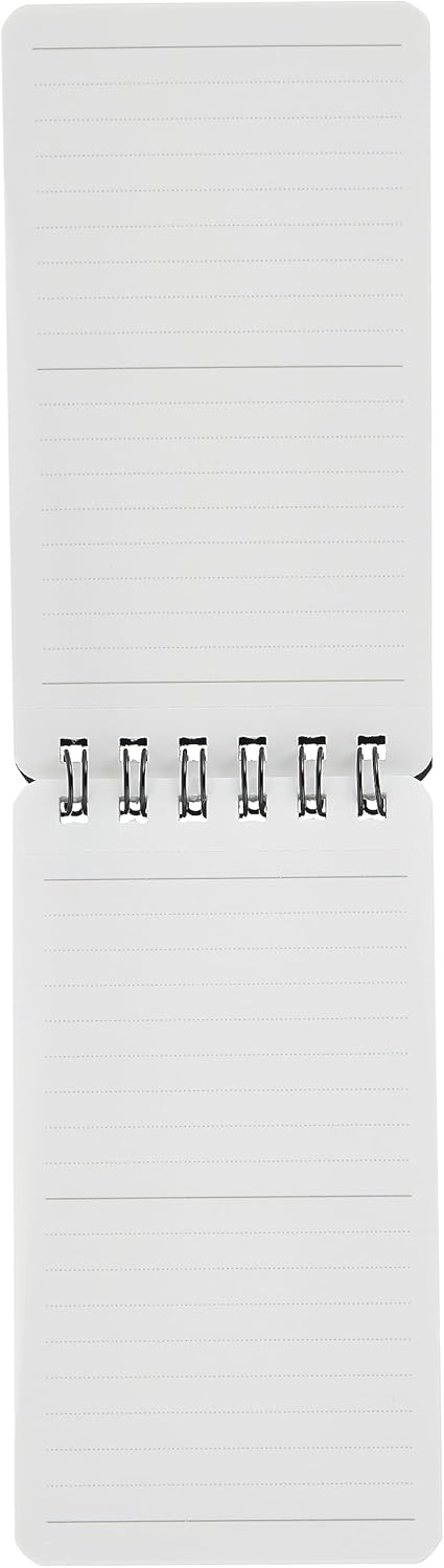 Maruman Mnemosyne Lined Notebook- Vertical A5, 5.83" x 8.27", 70 Sheets / 140 Pages, 7mm College Ruled With Center Line Journal, Perforated Pages & Wire-Bound to Lay Flat, Black, Made in Japan - Colors A