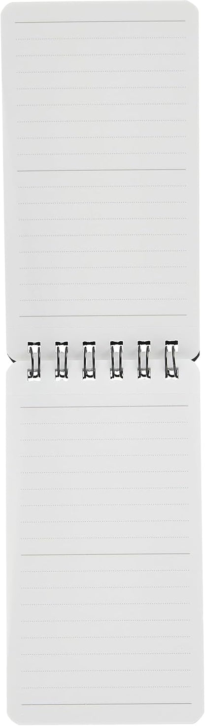 Maruman Mnemosyne Lined Notebook- Vertical A5, 5.83" x 8.27", 70 Sheets / 140 Pages, 7mm College Ruled With Center Line Journal, Perforated Pages & Wire-Bound to Lay Flat, Black, Made in Japan - Colors A