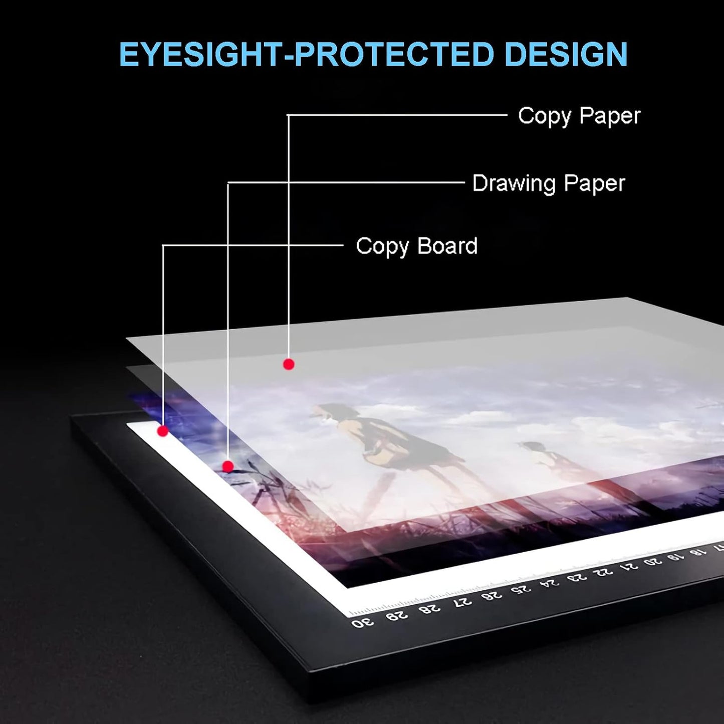 A0/A1/A2/A3/A4 Tracing Light Box, Portable Ultra-Thin Stepless Dimmable Brightness LED Light Pad, Wireless Rechargeable Led Light Board for Diamond Painting Sketching Drawing
