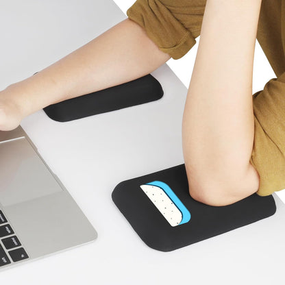Leolee Elbow Rest Pads for Desk, Black Ergonomic Arm Rest Pads with Memory Foam & Non-Slip Base, Armrest Cushion Support Pad Relieve Elbow and Wrist Pain for Computer, Office, 2 Packs