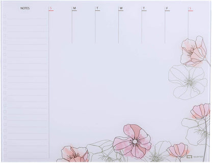 Quartet Glass Desktop Weekly Planner, 17" x 22", Whiteboard, Dry Erase Surface, Clean Erase, Includes 1 Dry Erase Marker, White (GDP2217W)