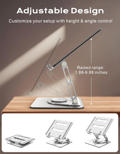 RIWUCT 360° Rotatable Laptop Stand for Desk Adjustable Height, Ergonomic Laptop Riser Holder with Dual-bar Support, Portable Computer Notebook Stand for MacBook Air Pro(10-16"), Gifts for Men/Dad