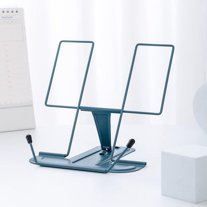 Metal Book Stand for Desk, Adjustable Reading Rest Book Holder, Portable Cookbook Documents Holder, Sturdy Typing Stand for Recipes Textbooks Tablet Music Books with Page Clips (Green)