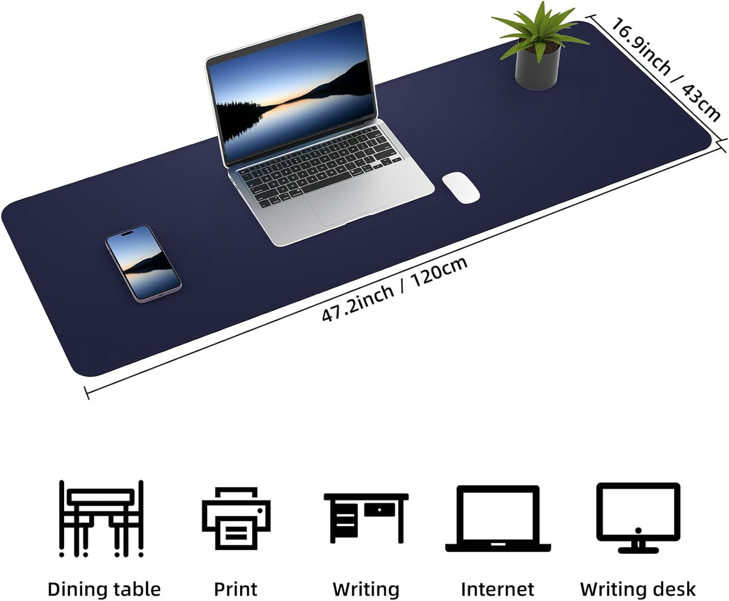 AFIING Large Desk Mat 47" x 17", Dual-Sided Natural Cork & PU Leather Desk Pad, Non-Slip Waterproof Mouse Pad for Office, Home & Gaming, Black