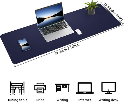 AFIING Large Desk Mat 47" x 17", Dual-Sided Natural Cork & PU Leather Desk Pad, Non-Slip Waterproof Mouse Pad for Office, Home & Gaming, Black