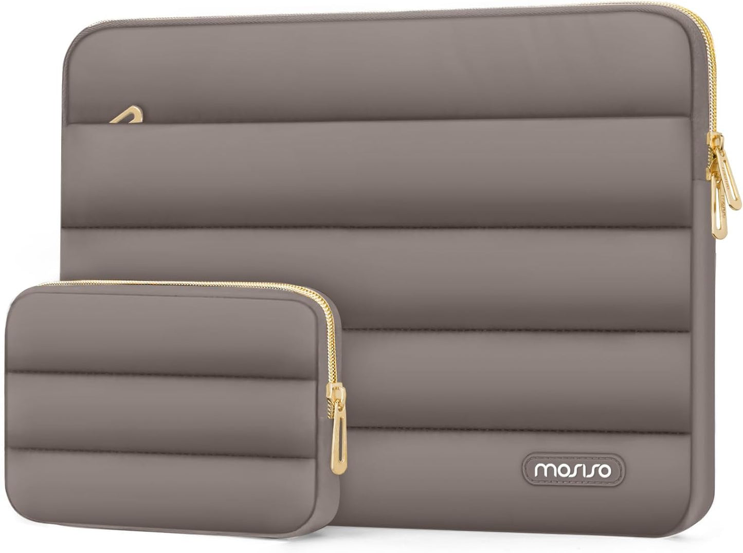 MOSISO Laptop Case 13.3 inch,13-13.3 inch Puffy Laptop Sleeve Compatible with MacBook Neo/Air 13.6 M5 M4 M3 M2 M1/Pro 13/14,HP Dell ASUS Lenovo,Polyester Horizontal Bag with Small Case, Sand