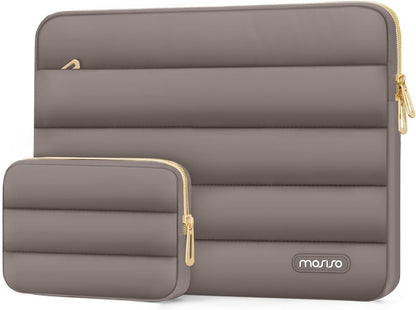 MOSISO Laptop Case 13.3 inch,13-13.3 inch Puffy Laptop Sleeve Compatible with MacBook Neo/Air 13.6 M5 M4 M3 M2 M1/Pro 13/14,HP Dell ASUS Lenovo,Polyester Horizontal Bag with Small Case, Sand