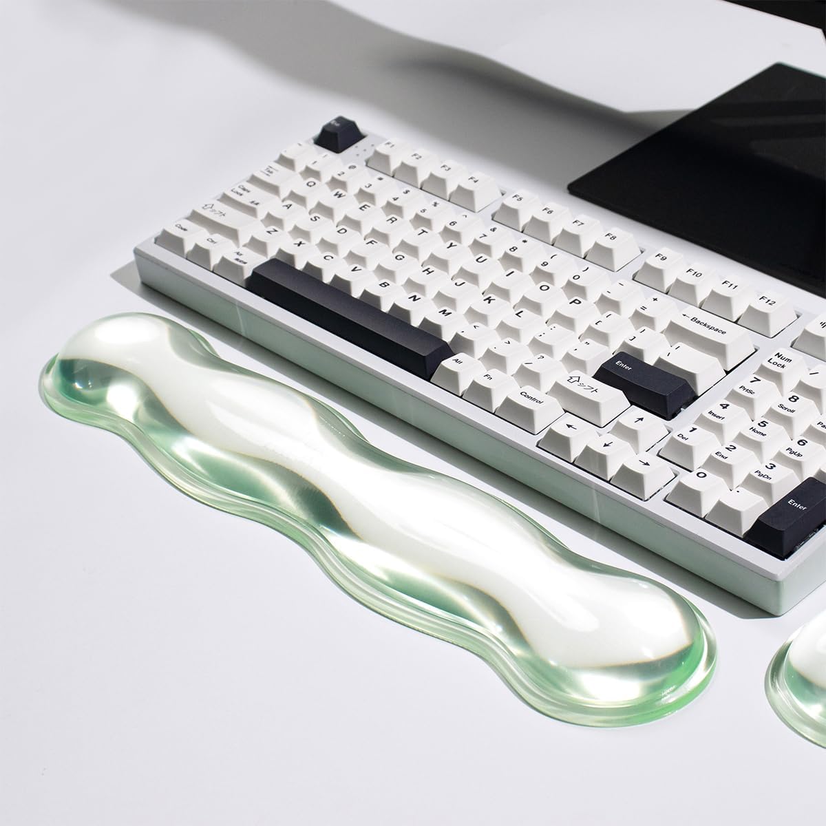 Clear Gel Wrist Rest for Keyboard and Mouse, Green Silicone Mouse Wrist Rest Set, Cute Ergonomic Wrist Rest for Keyboard 60%/75%(Green)