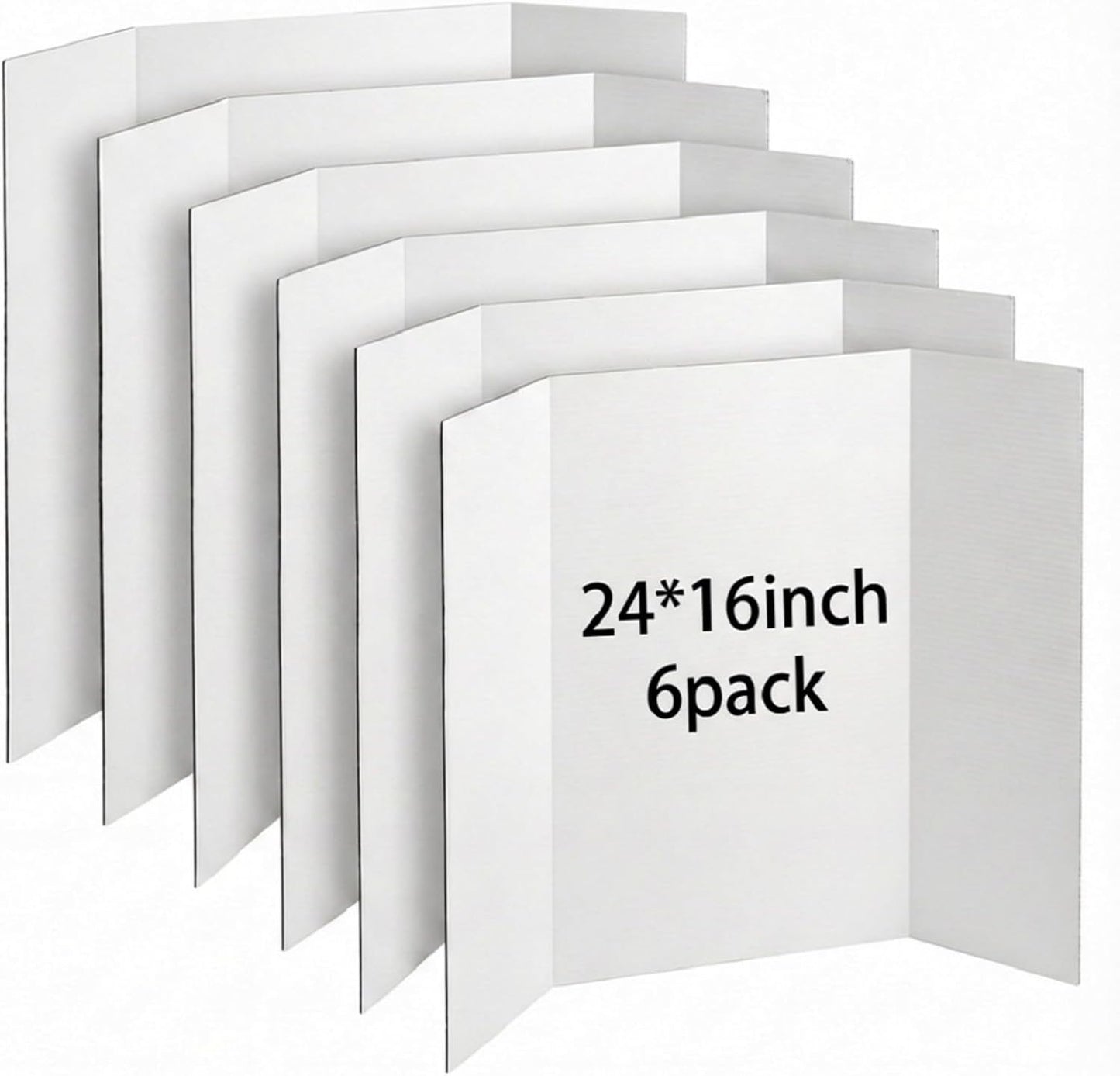 Trifold Poster Board, 24" x 16", 6-Pack, White Corrugated Project Boards for Science Fairs, School Projects, Event Displays, Business Presentations, Easy to Fold & Reusable