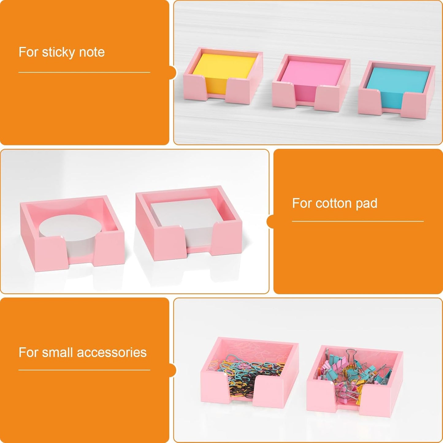 BEEGO Sticky Note Organizer - 4x6 in Crystal Clear Acrylic Notepad Holder & Dispenser for Dorm Room Office Desk Organization