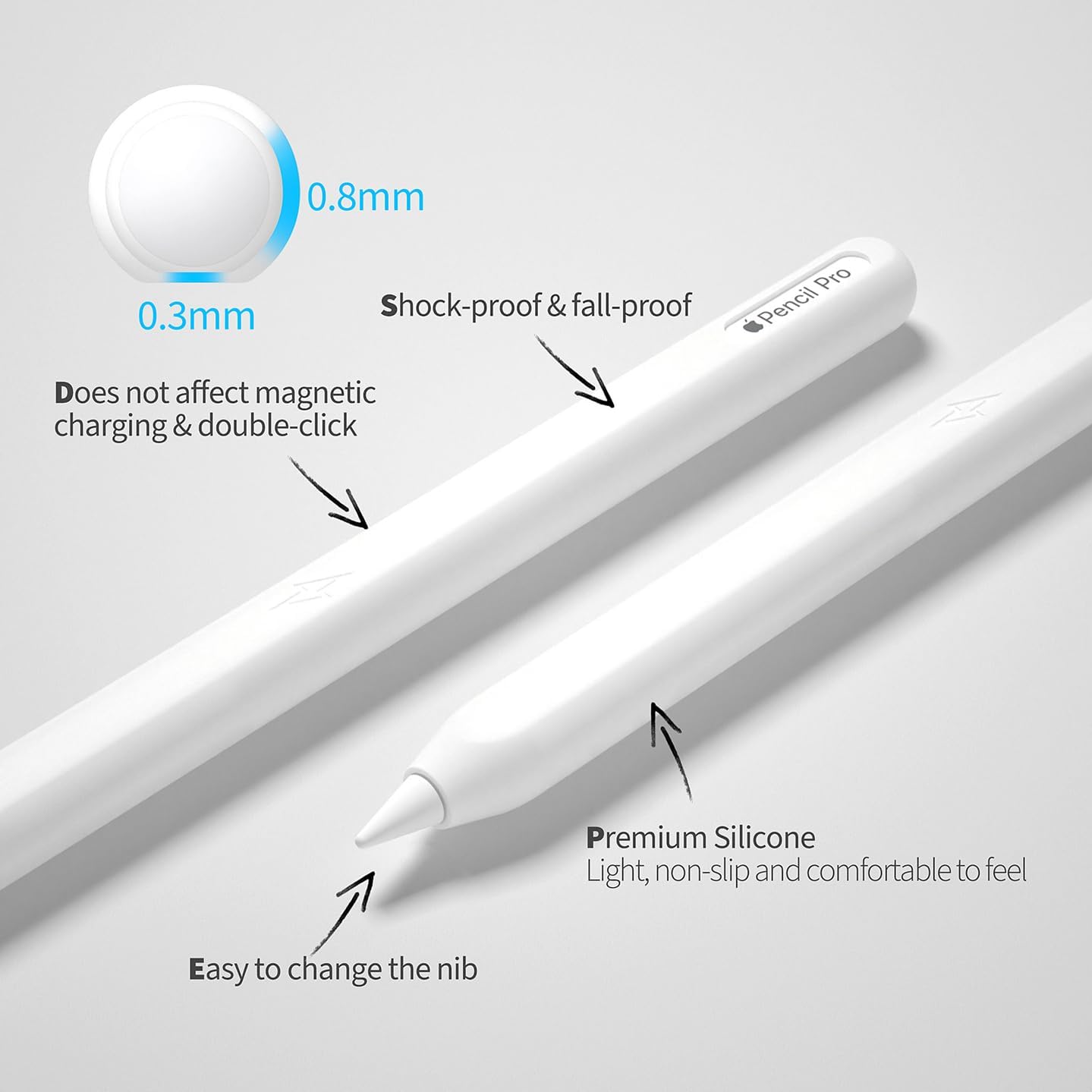 Ultra Thin Protective Pencil Cover for Apple Pencil Pro &Apple Pencil 2nd Gen Silicone Case Sleeve Compatible with Apple Pencil Pro (Pink)