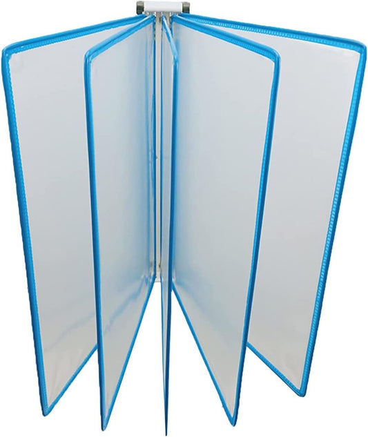Wall Mount Reference Organizer - Catalog Display Rack, 5 Double-Sided Panels Wall-Mounted File Holder, A4 Folder Poster Flip Book Display, PVC+Metal Transparent Page Disp(Blue)