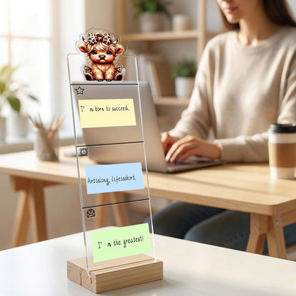 Monitor Memo Board Computer Monitor Memo Board Sticky Note Organizer Kidney Acrylic Desk Accessories Removable Wooden Base Set Sticky Notes 100 Sheets 11.8×3.1 inches