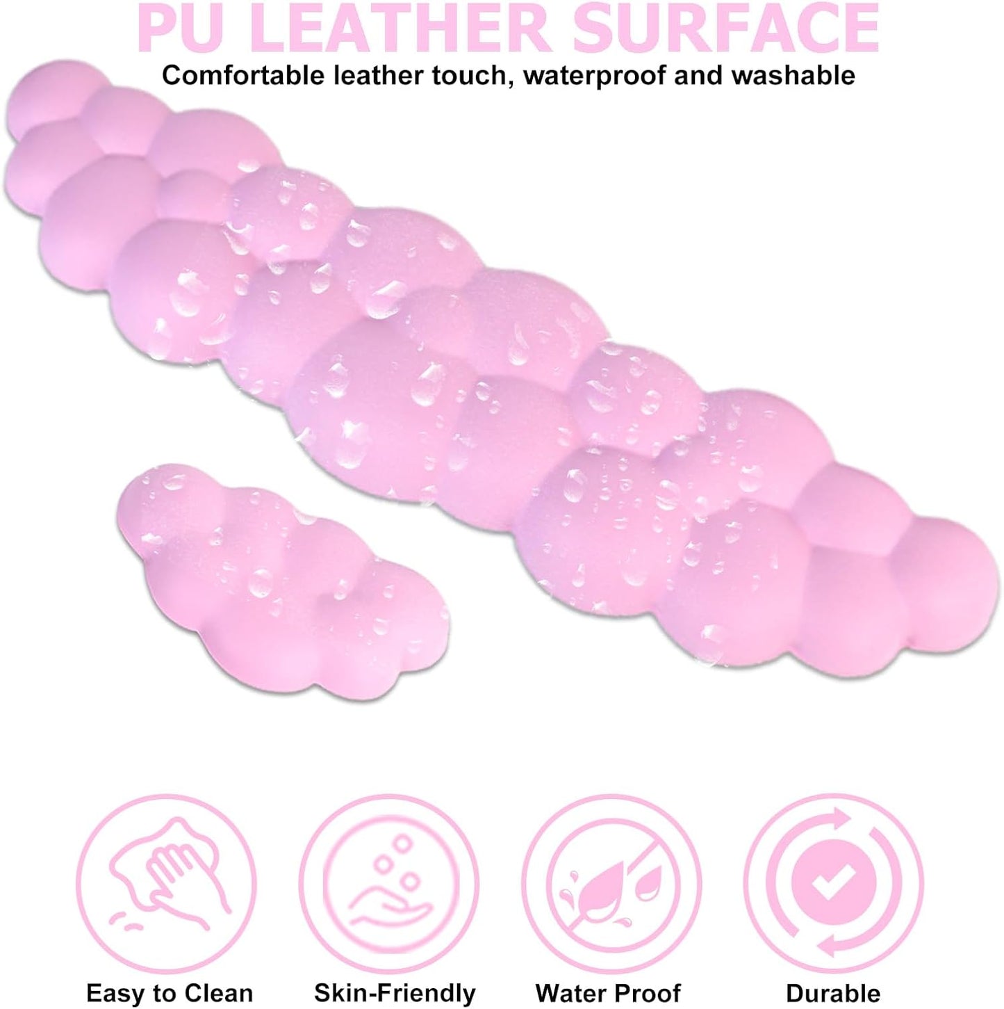 Cloud Wrist Rest Keyboard, PU Leather Memory Foam Wrist Rest for Computer Keyboard, Ergonomic Keyboard Wrist Rest and Cute Mouse Wrist Rest for Gaming,Office,Computer,Typing Pain Relief,Pastel Green