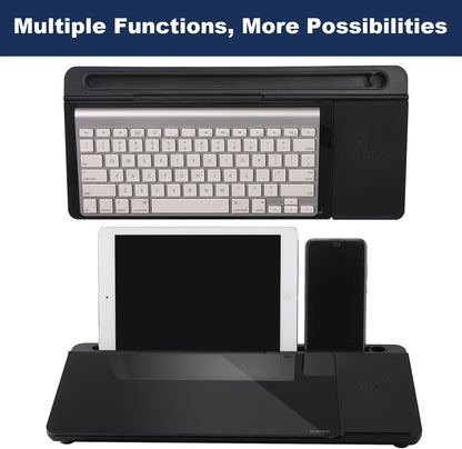 TSJ OFFICE Small Desktop Whiteboard -Glass Dry Erase Board Computer Keyboard Stand White Board Surface Pad with Drawer, Desk Organizers with Accessories for Office, Home, School Supplies - White