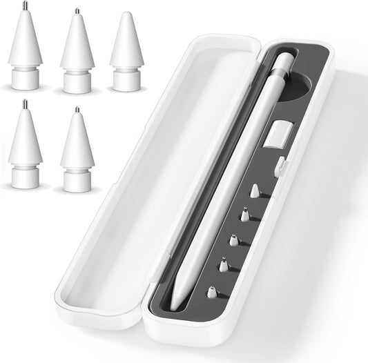 Inesore Pencil Case Compatible with Apple Pencil Pro/1st/2nd Gen/USB-C,Contain 5 Pack for Apple Pencil Tips Replacement Accessories (Purple Silicone Card Slot)
