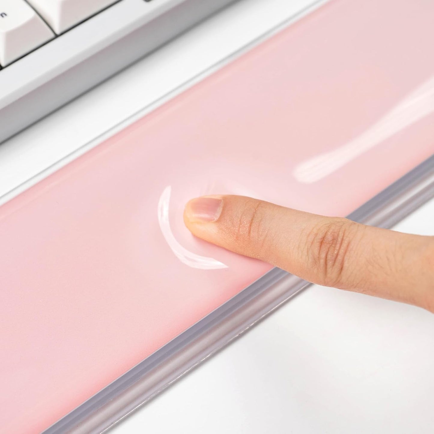 Gel Keyboard and Mouse Wrist Rest Set –White Clear Wrist Rest for Computer Keyboard 60%/68%/75%, Comfort & Support for Typing and Gaming