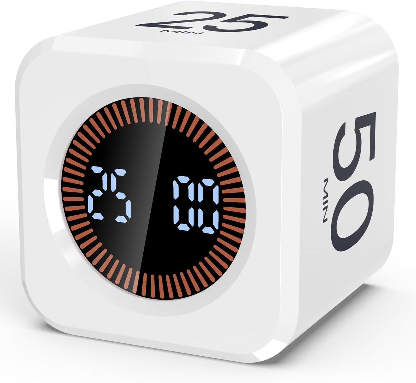 Digital Pomodoro Timer Cube 5/10/25/50min, Visual Productivity Flip Timer for Kids Classroom Desk, Custom Countdown, Silent and Sound Mode for ADHD Study Work Game Kitchen (Pink)