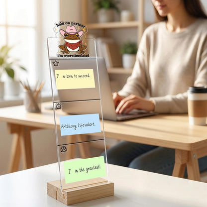 Monitor Memo Board Computer Monitor Memo Board Sticky Note Organizer Hold On Partner Im Overstimulated Sign Acrylic Desk Accessories Removable Wooden Base Set Sticky Notes 100 Sheets 11.8×3.1 inches