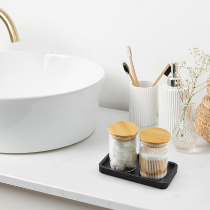 ALELION 8" Acacia Wood Bathroom Vanity Tray for Counter - Dresser Top Tray for Perfume Jewelry Candle Key Catchall - Small Kitchen Countertop Organizer for Soap Dispenser and Sponge Holder