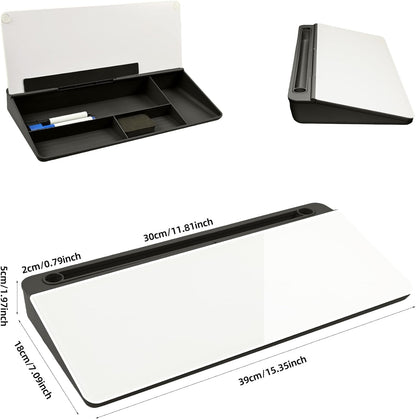 Desktop Whiteboard, Glass Dry Erase Board, Desk Board Buddy,Computer Keyboard Stand,Desk Whiteboard Organizer for Home,Office,School Supplies(White)
