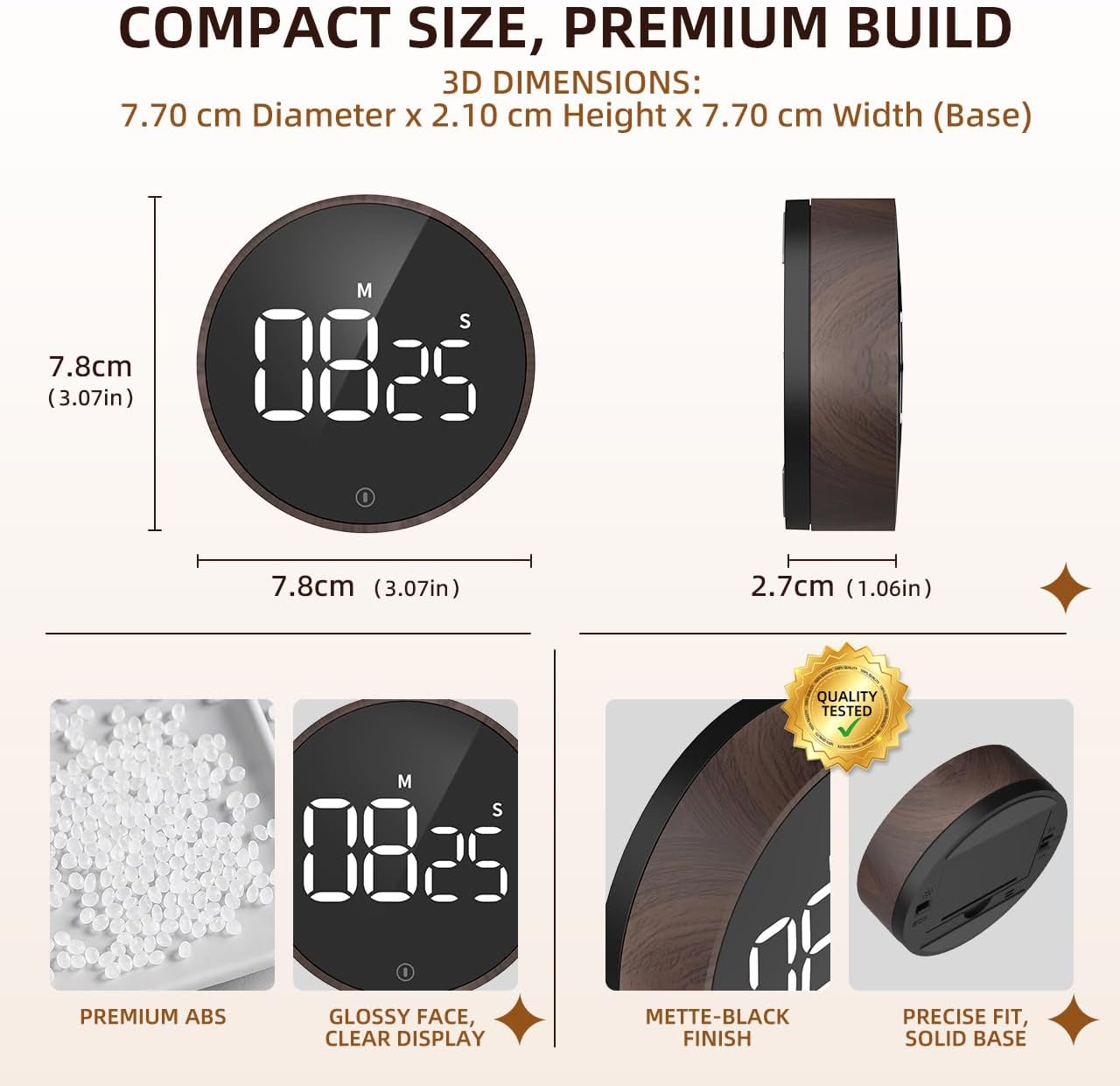 VOCOO Digital Kitchen Timer - Magnetic Countdown Countup Timer with Large LED Display Volume Adjustable, Easy for Cooking and for Seniors and Kids to Use (Space Grey)