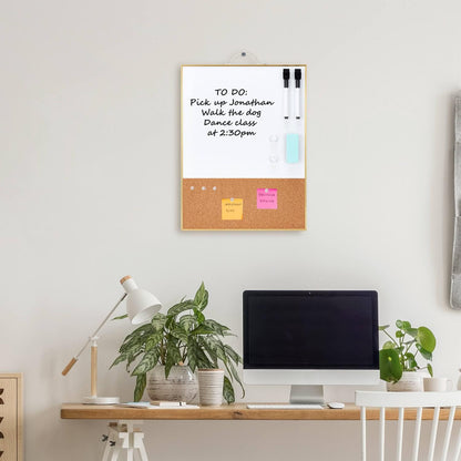 TSJ OFFICE Small Whiteboard Cork-Board - 16" X 12" Portable Aluminum Black Framed Magnetic Dry Erase Board, Small Bulletin Cork Board with Holder for Office, Home and School