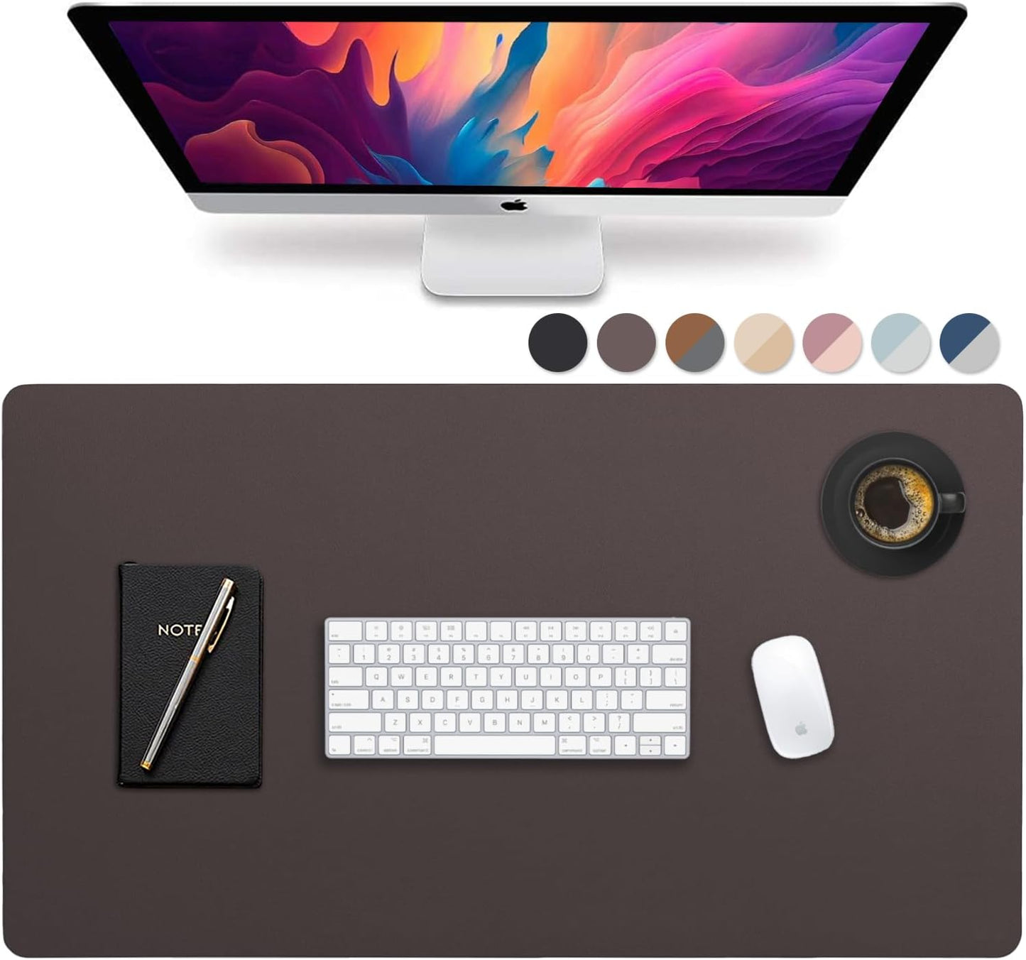 Leather Desk Pad 36" x 20", Vine Creations Office Desk Mat Waterproof Black - Premium Quality - Smooth Mouse Writing Surface - Maximum Protection Dual-Sided Pu Leather Blotter for Desk Office/Home
