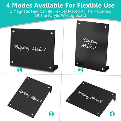 2PCS Clear Acrylic Weekly Dry Erase Board Desktop, 8x6 Small Magnetic Whiteboard with Stand for Table Calendar Memo Board for Fridge, Office, School, Home