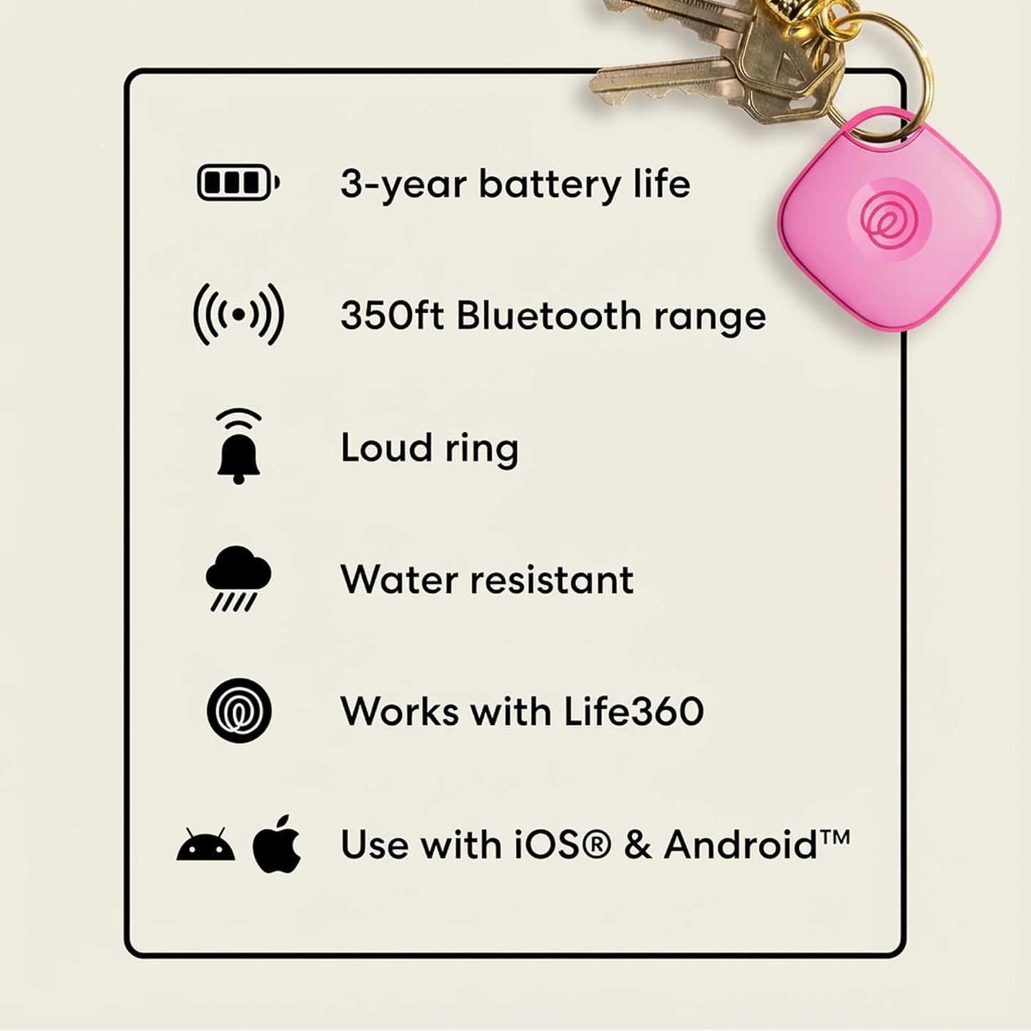 Life360 Tile - Bluetooth Tracker, Keys Finder and Item Locator for Keys, Bags and More. Phone Finder. Both iOS and Android Compatible. 2-Pack (Black/White)