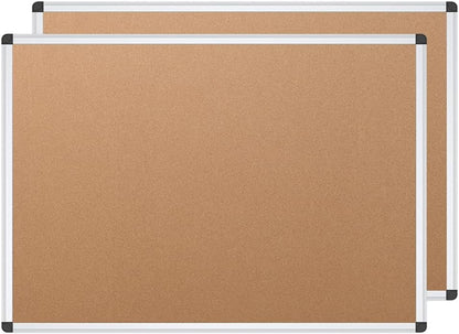VIZ-PRO Cork Notice Board, 36 X 24 Inches, Silver Aluminium Frame