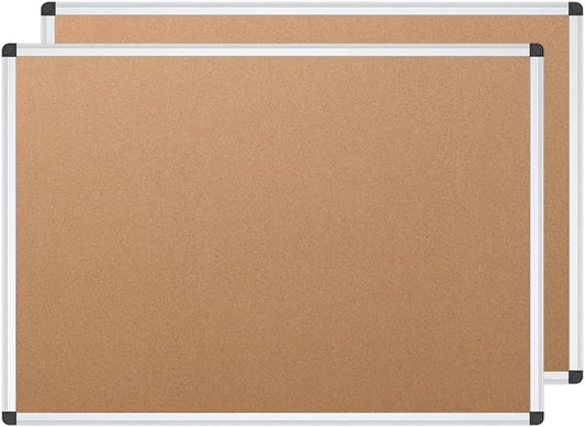 VIZ-PRO Cork Notice Board, 36 X 24 Inches, Silver Aluminium Frame
