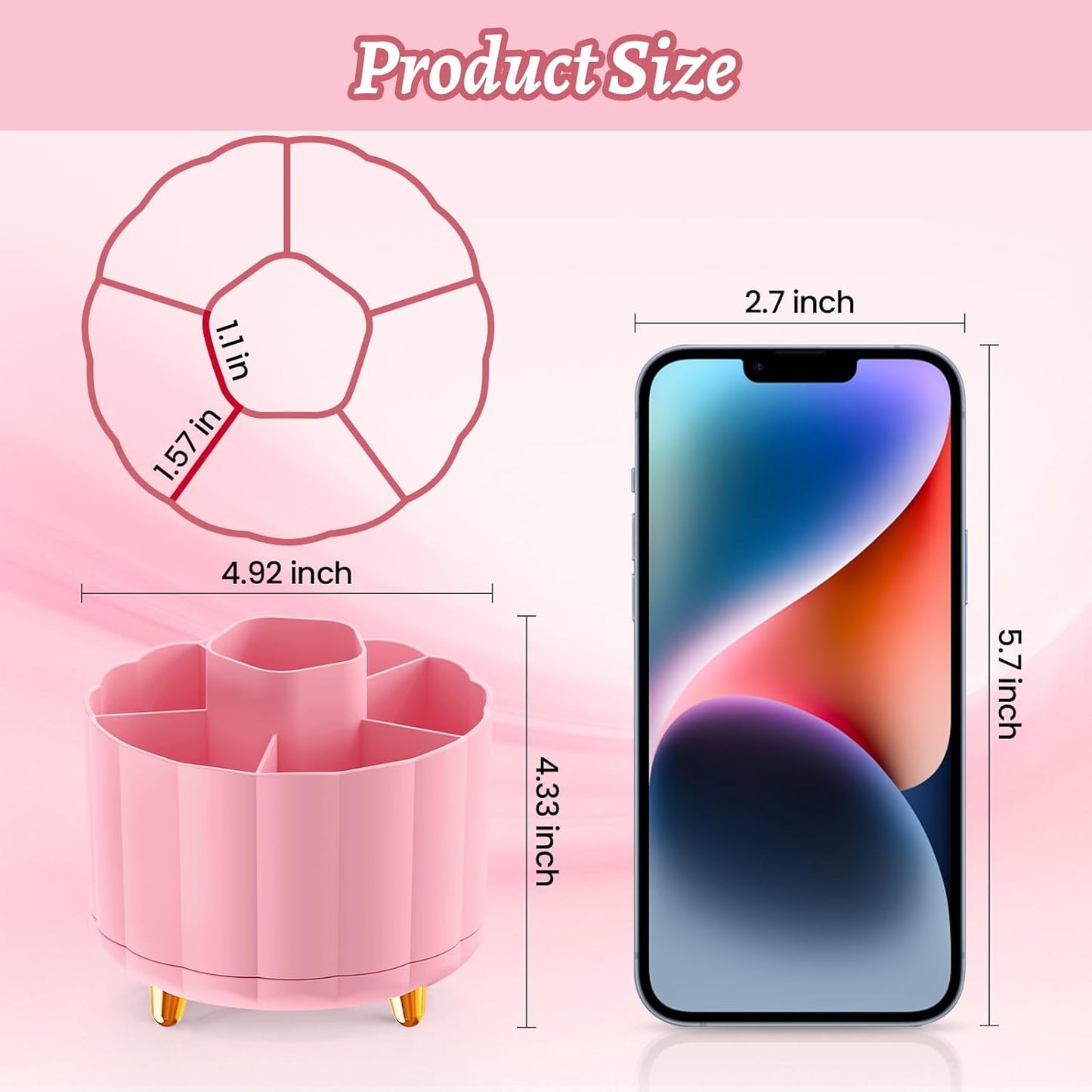 360 Rotating Pencil Pen Holder for Desk, White Pen Organizer with 6 Slots, Cute Office Supplies, Desk Accessories for Office, School, Home