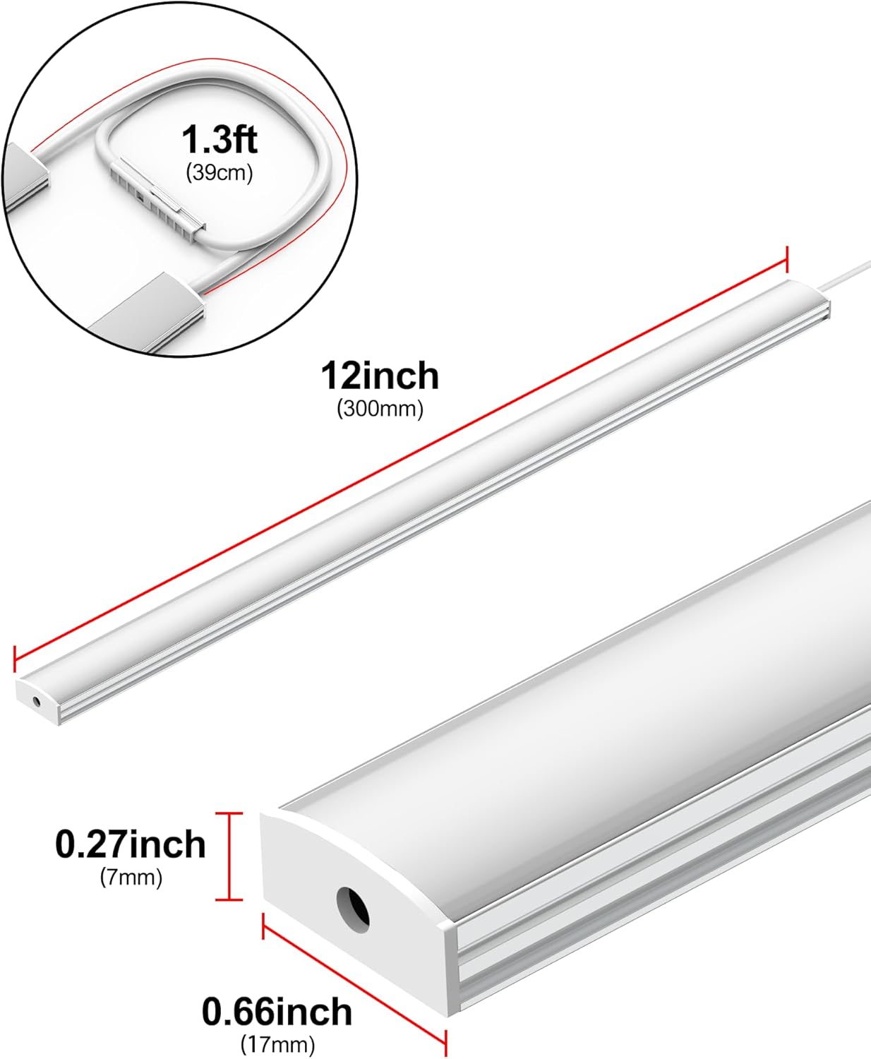 Plug-in Under Cabinet Lighting, Dimmable Under Counter Lights for Kitchen, 2pcs 12 Inch, Warn White 3000K Linkable USB Led Closet Light, Wired Indoor Night Lights Bar for Desk,Sink,Workbench