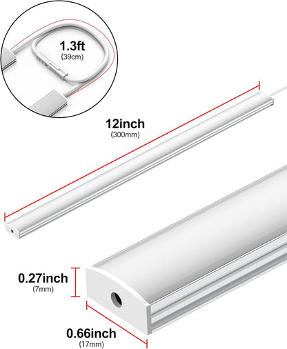 Plug-in Under Cabinet Lighting, Dimmable Under Counter Lights for Kitchen, 2pcs 12 Inch, Warn White 3000K Linkable USB Led Closet Light, Wired Indoor Night Lights Bar for Desk,Sink,Workbench