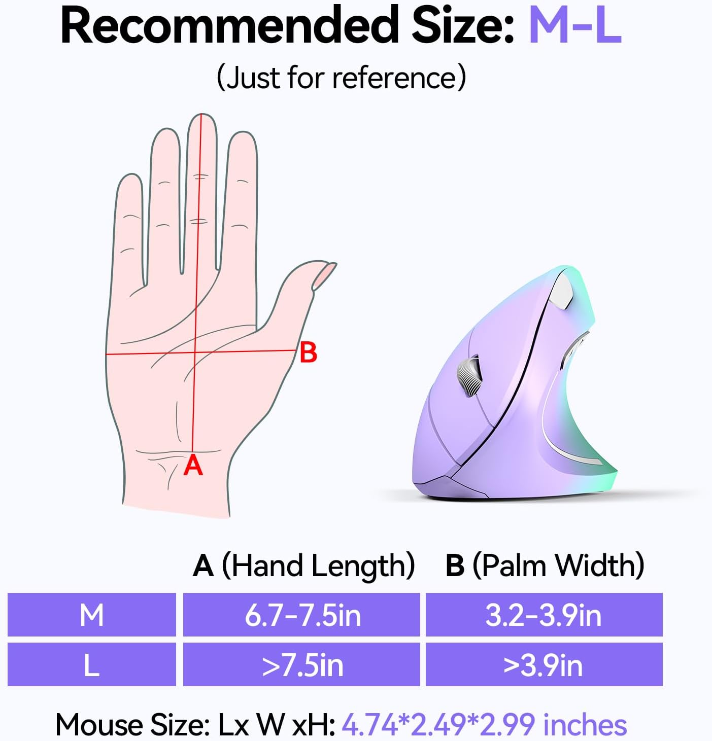 TECKNET Ergonomic Mouse, Wireless Bluetooth Vertical Mouse, 4800 DPI Optical Tracking, 6 Adjustable DPI, Quiet Clicks, 2.4GHz with USB A Receiver, 12 Months Battery, 6 Buttons, Wide Compatibility