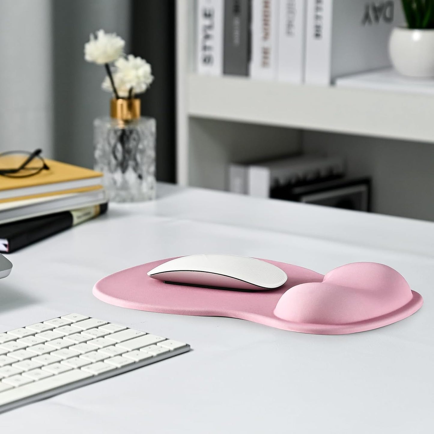 EooCoo Ergonomic Mouse Pad with Gel Wrist Rest Support, Middle Concave Design for Natural Wrist Alignment, Non-Slip Base Mousepad for Laptop, Computer, Office Desk Accessories, Carpal Tunnel Syndrome