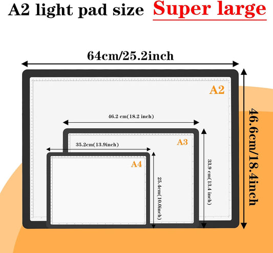 Phylosal Magnetic A3 Light Pad with Bag, Super Bright Light Box with Side Button, Diamond Art Light Board, Lightbox for Tracing and Drawing, USB Power Light Table for Sketching, Weeding Vinyl (White)