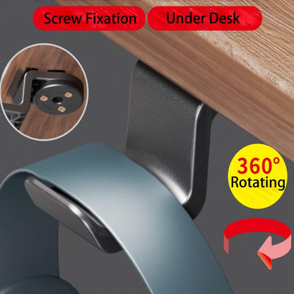 Headphone Hook Under Desk Holder Hanger Nylon 360° Rotating Adjustable Lightweight Students' Desk Hook Mount for Desk & Table Bag Backpack Headset Hook with 50lb Capacity (Screw Fixation)