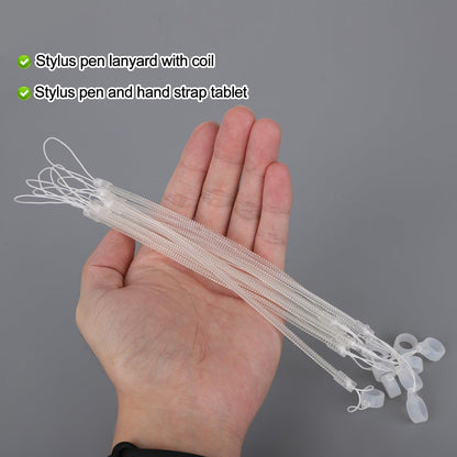 10pcs Pen Lanyards, Elastic Lanyard Tether with Silicone Rings Retractable Stylus Tether Clipboard Pen Strap Tablet Holder Anti-Lose Leash for Tethering Stylus to Touchscreen