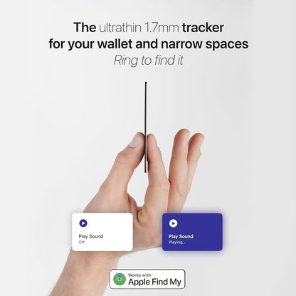 Wallet Tracker Card, Rechargable, Works with Apple Find My, iPhone (iOS Only), Bluetooth Item Locator for Luggage, Bags, Passport, IP68 Waterproof (1 Pack)