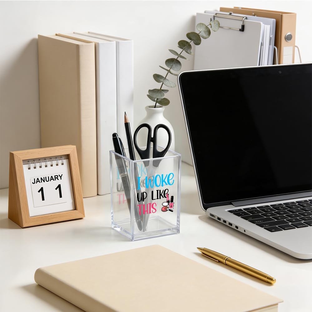 The Makeup Artist Acrylic Cosmetic Pencil Pen Holder, Funny Vanity Accessories for Girls, Makeup Brushes Holder for Beauty Specialist Esthetician, Make Up Artist MUA Appreciation Gifts