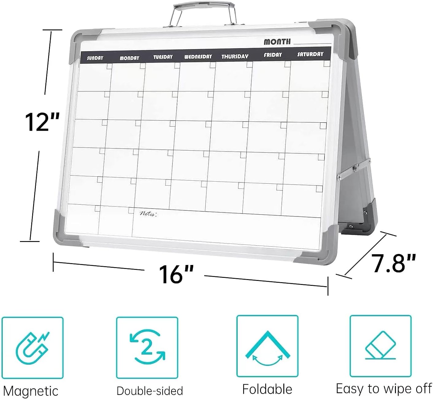 Small Dry Erase White Board – TANKEE Magnetic Desktop Foldable Whiteboard Portable Mini Easel Double Sided on Table Top with Holder for Drawing, Teacher Instruction, Memo Board