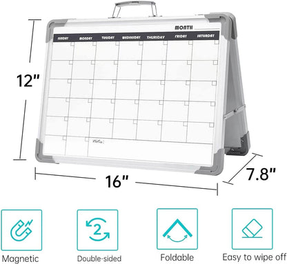 Small Dry Erase White Board – TANKEE Magnetic Desktop Foldable Whiteboard Portable Mini Easel Double Sided on Table Top with Holder for Drawing, Teacher Instruction, Memo Board